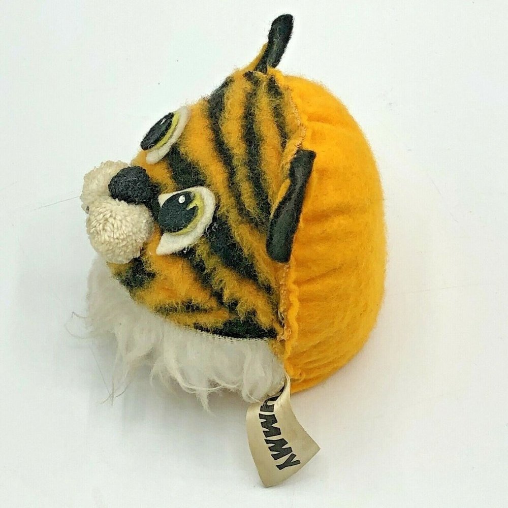 Vintage Russ Berrie Tummy Striped Tiger Plush Bean Bag Bottom 1973 Made in USA - Picture 2 of 8